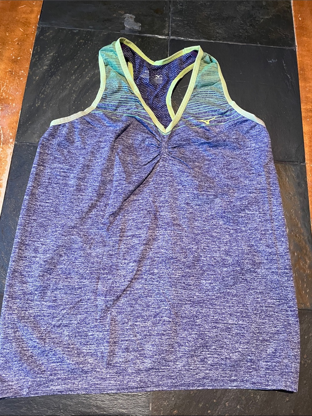 Mizuno Purple Heather Performance Tank with Lime Trim